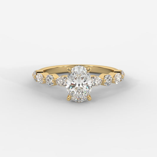 Nadia Diamond Petal Band Ring - Oval - AYKA JEWELS