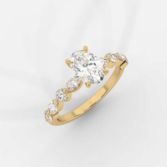Nadia Diamond Petal Band Ring - Oval - AYKA JEWELS