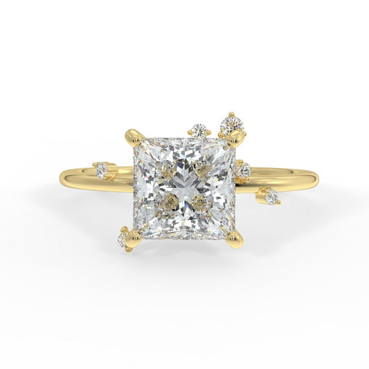 Nova Diamond Ring with Asymmetrical Cluster - Princess - AYKA JEWELS