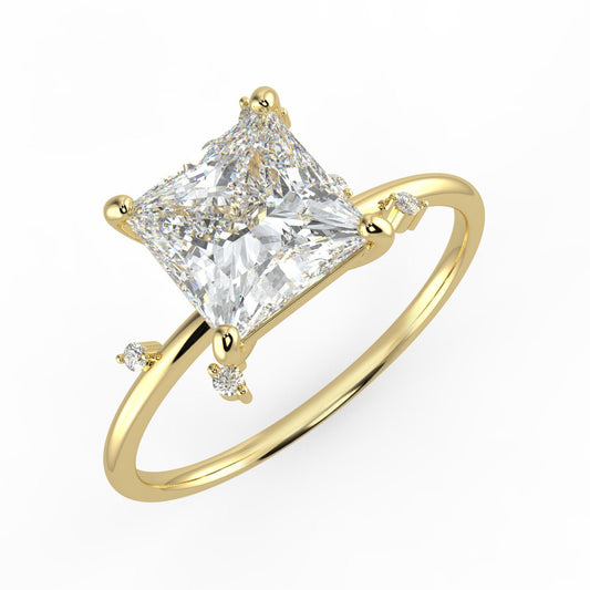 Nova Diamond Ring with Asymmetrical Cluster - Princess - AYKA JEWELS