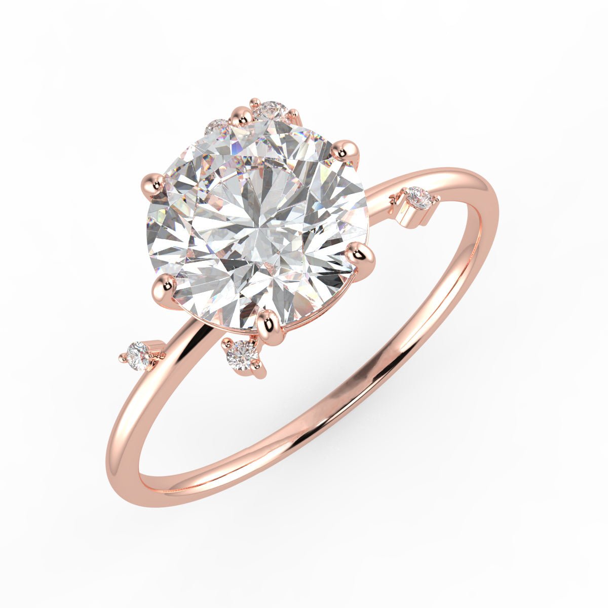 Nova Diamond Ring with Asymmetrical Cluster - Round - AYKA JEWELS