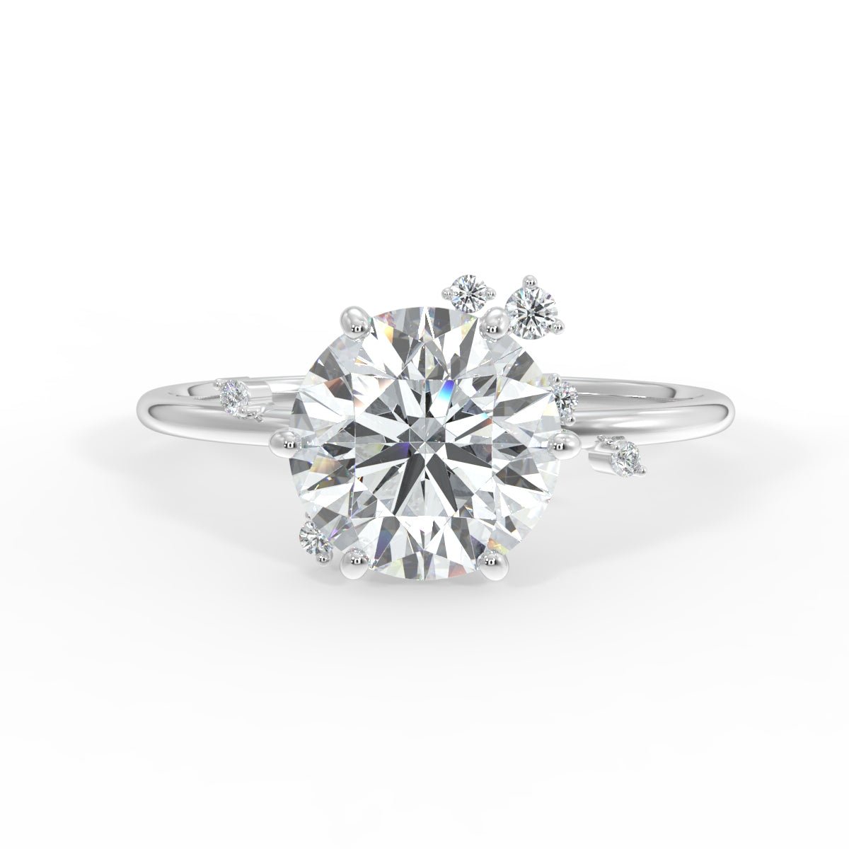 Nova Diamond Ring with Asymmetrical Cluster - Round - AYKA JEWELS