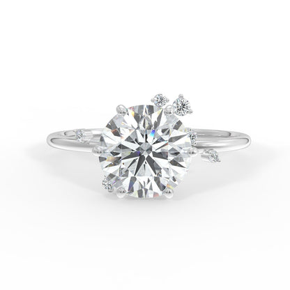 Nova Diamond Ring with Asymmetrical Cluster - Round - AYKA JEWELS
