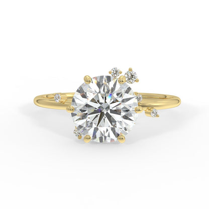 Nova Diamond Ring with Asymmetrical Cluster - Round - AYKA JEWELS