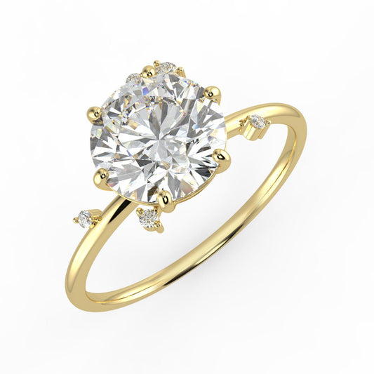 Nova Diamond Ring with Asymmetrical Cluster - Round - AYKA JEWELS