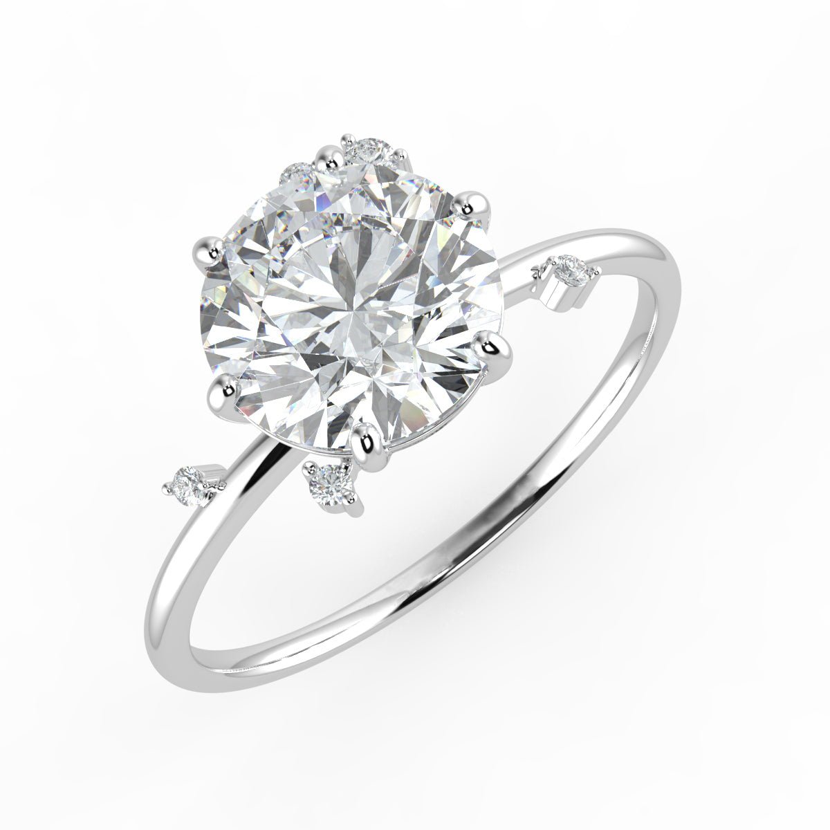Nova Diamond Ring with Asymmetrical Cluster - Round - AYKA JEWELS