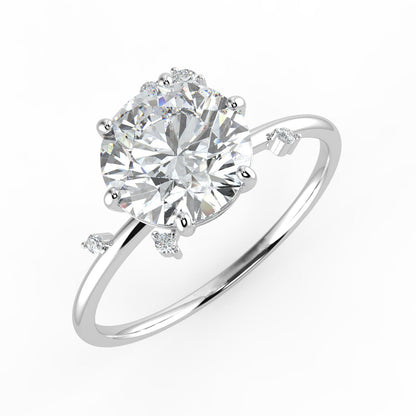 Nova Diamond Ring with Asymmetrical Cluster - Round - AYKA JEWELS