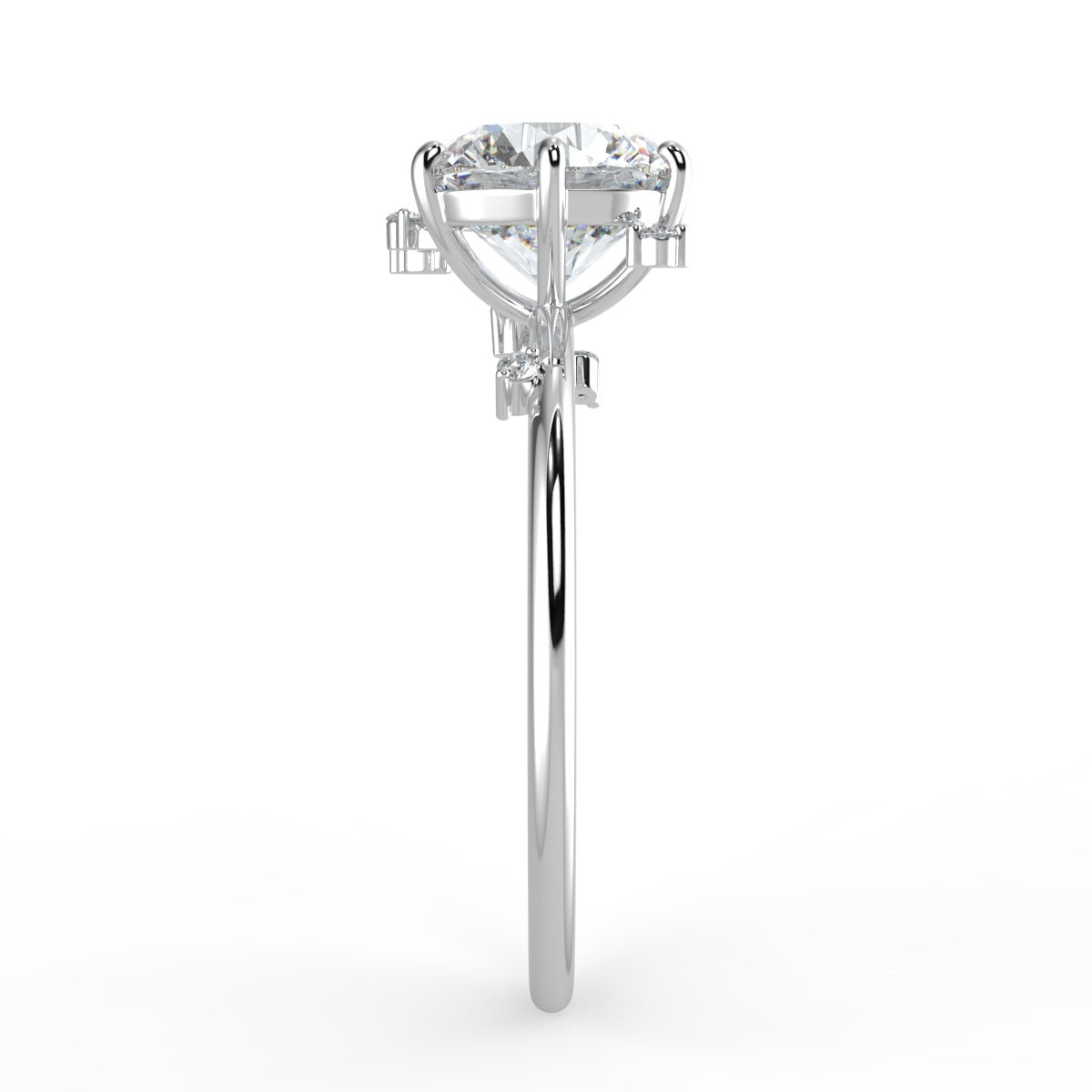 Nova Diamond Ring with Asymmetrical Cluster - Round - AYKA JEWELS