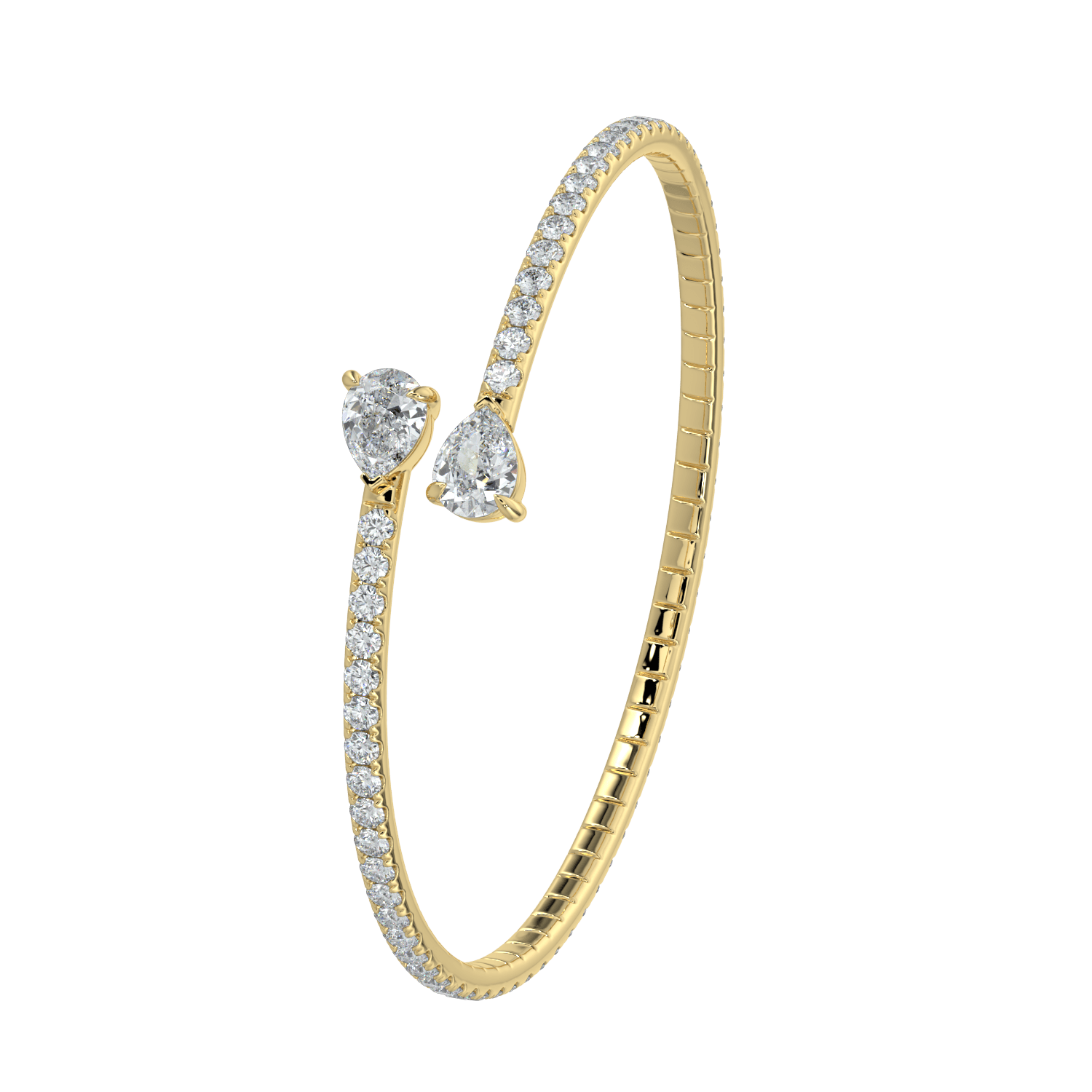 Odessa Pavé Diamond Bangle with Pear Accents - AYKA JEWELS