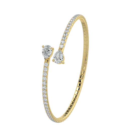 Odessa Pavé Diamond Bangle with Pear Accents - AYKA JEWELS
