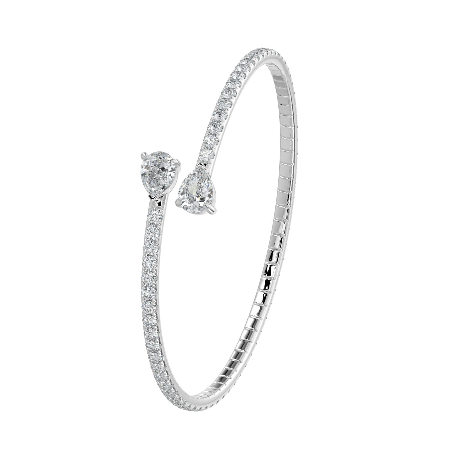 Odessa Pavé Diamond Bangle with Pear Accents - AYKA JEWELS