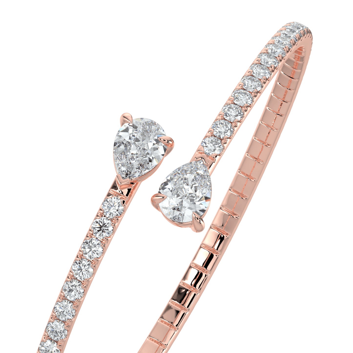 Odessa Pavé Diamond Bangle with Pear Accents - AYKA JEWELS