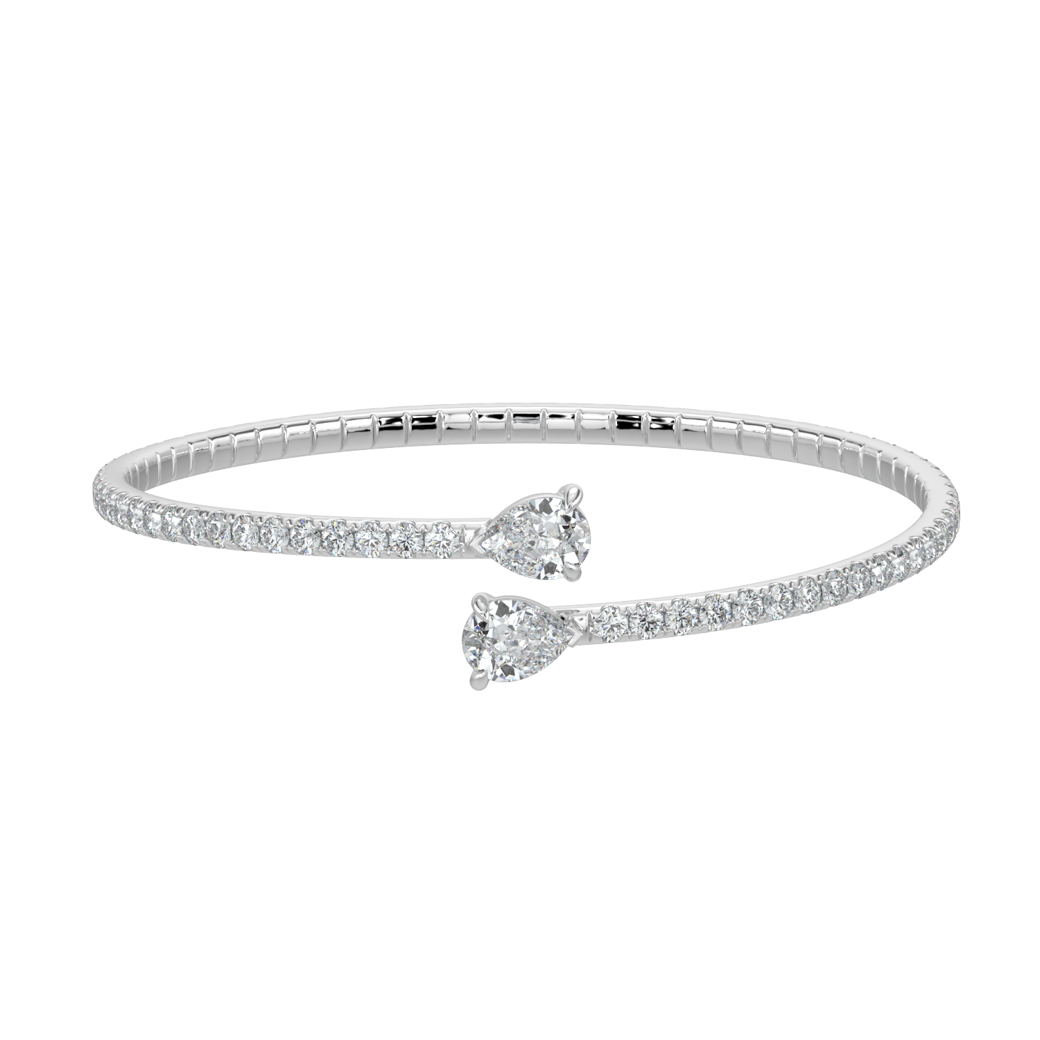 Odessa Pavé Diamond Bangle with Pear Accents - AYKA JEWELS