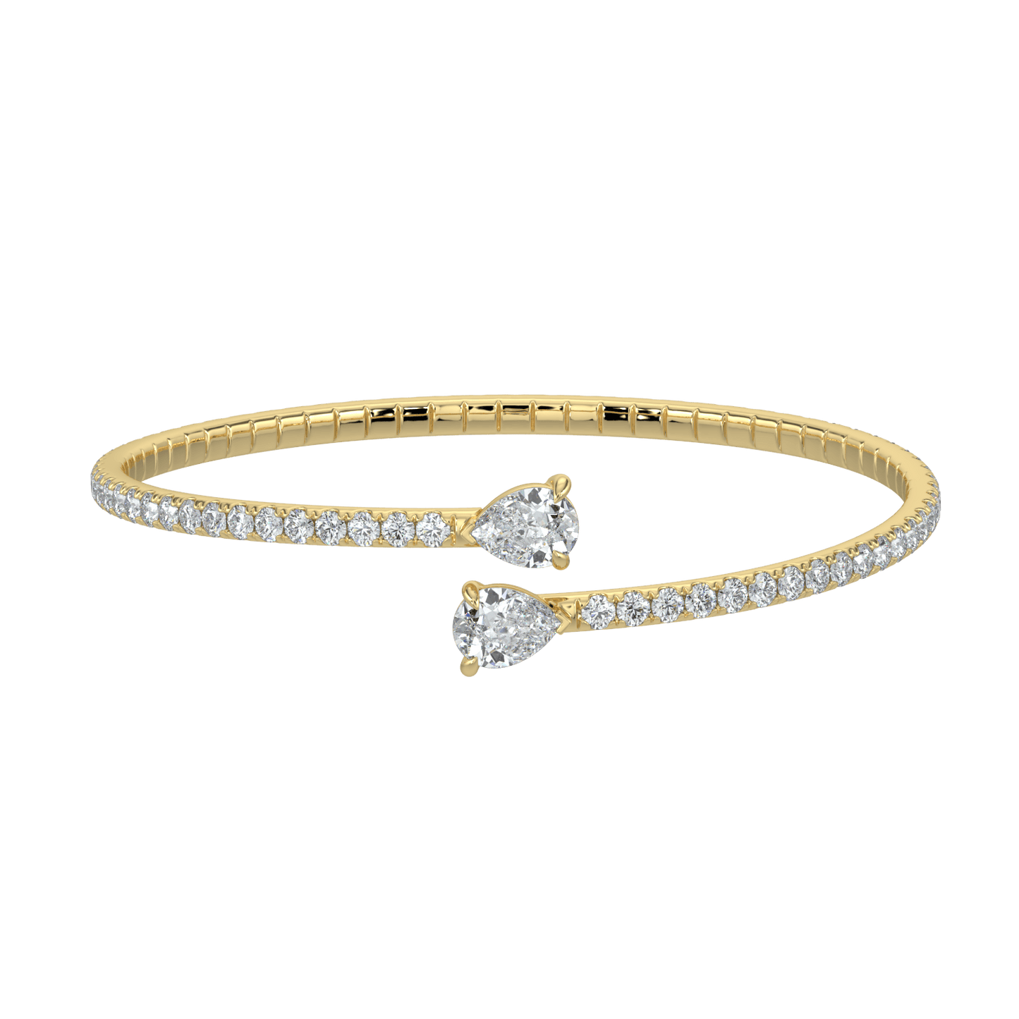 Odessa Pavé Diamond Bangle with Pear Accents - AYKA JEWELS
