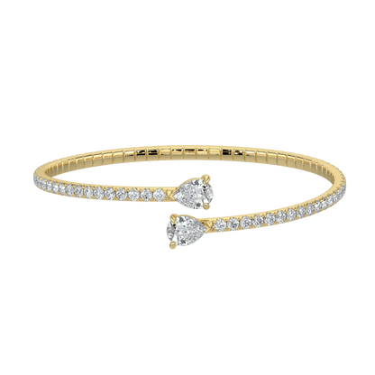Odessa Pavé Diamond Bangle with Pear Accents - AYKA JEWELS