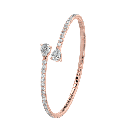 Odessa Pavé Diamond Bangle with Pear Accents - AYKA JEWELS