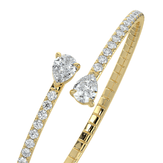 Odessa Pavé Diamond Bangle with Pear Accents - AYKA JEWELS