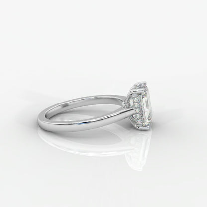 Vivienne Diamond Ring with Hidden Halo - Emerald