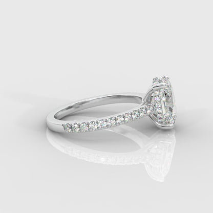 Vivienne Diamond Ring with Hidden Halo and Pavé Band - Oval