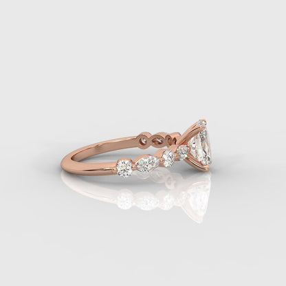 Nadia Diamond Petal Band Ring - Oval