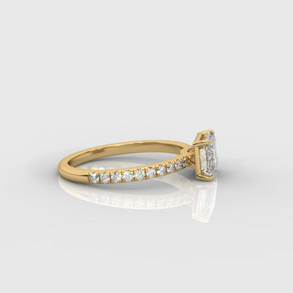 Juliette Brilliant East West Ring with Pavé Band - Emerald