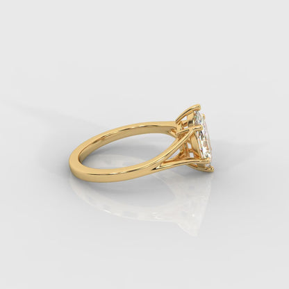 Selene Split Shank Solitaire Diamond Ring - Marquise