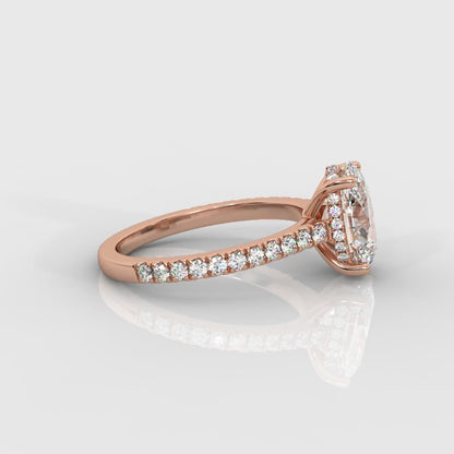 Vivienne Diamond Ring with Hidden Halo and Pavé Band - Oval