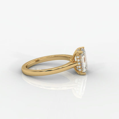 Vivienne Diamond Ring with Hidden Halo - Emerald
