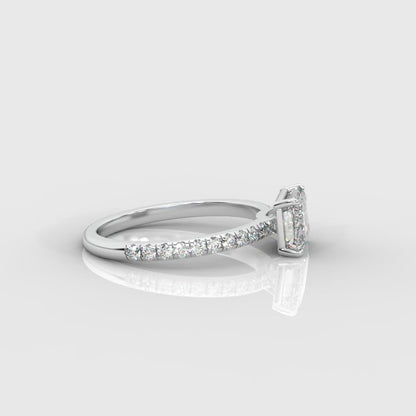 Juliette Brilliant East West Ring with Pavé Band - Emerald