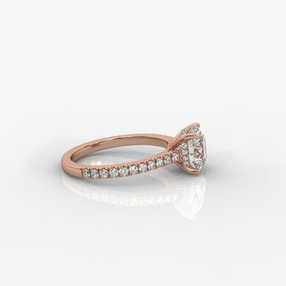 Vivienne Diamond Ring with Hidden Halo and Pavé Band - Round