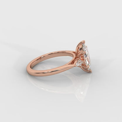 Kayla Diamond Ring with Tapered Baguette Side Stones - Marquise