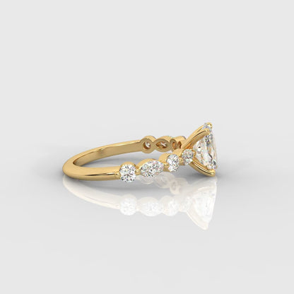 Nadia Diamond Petal Band Ring - Oval