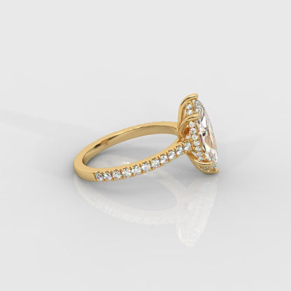 Vivienne Diamond Ring with Hidden Halo and Pavé Band - Marquise