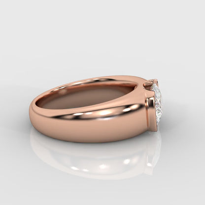 Iris Half Bezel Diamond Ring - Cushion