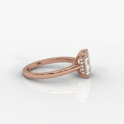 Vivienne Diamond Ring with Hidden Halo - Emerald