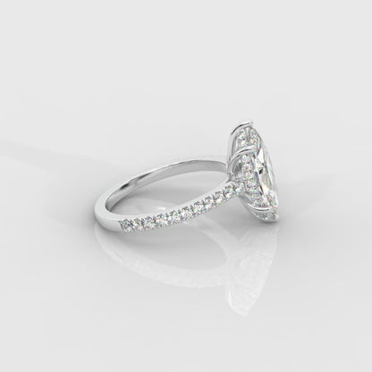 Vivienne Diamond Ring with Hidden Halo and Pavé Band - Marquise