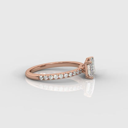 Juliette Brilliant East West Ring with Pavé Band - Emerald