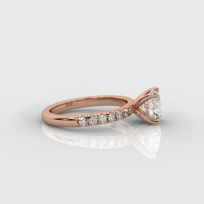 Juliette Brilliant Diamond Ring with Pavé Band - Round