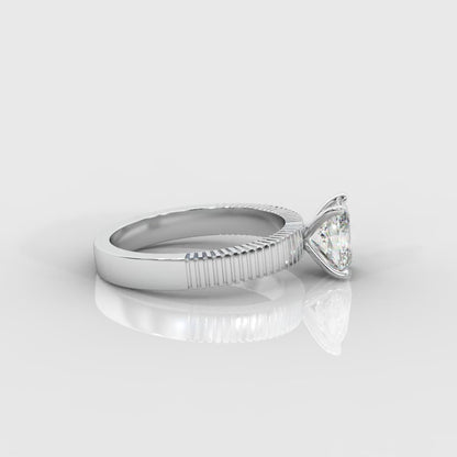 Laura Ribbed Solitaire Ring – Cushion