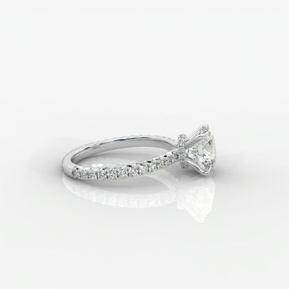 Charlotte Hidden Halo Ring with Pavé Band - Round