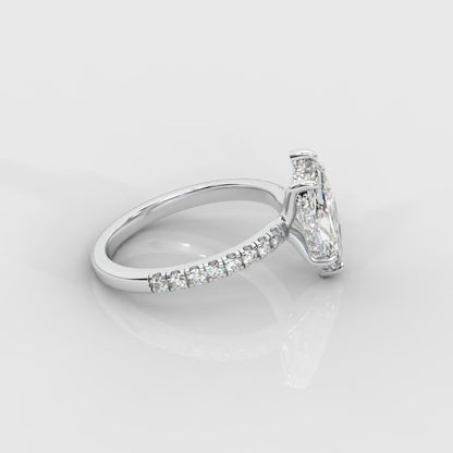 Vivienne Diamond Ring with Hidden Halo and Pavé Band - Marquise