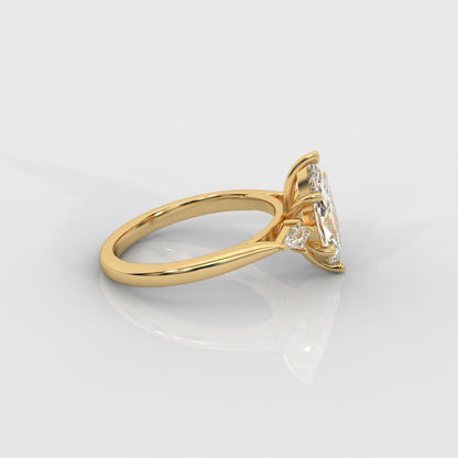 Kayla Diamond Ring with Tapered Baguette Side Stones - Marquise