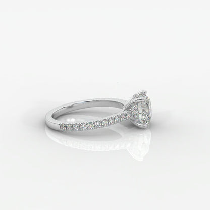 Vivienne Diamond Ring with Hidden Halo and Pavé Band - Round