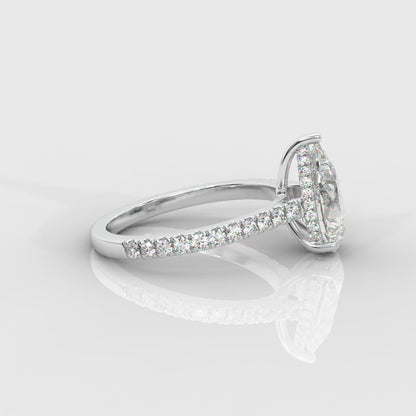 Vivienne Diamond Ring with Hidden Halo and Pavé Band - Pear