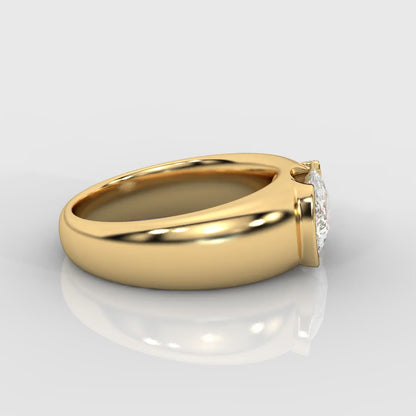 Iris Half Bezel Diamond Ring - Cushion