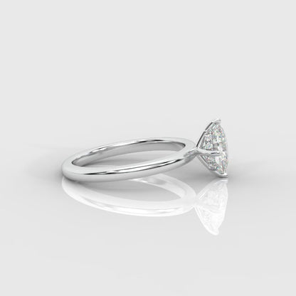 Leah Compass Solitaire Ring With Hidden Halo - Cushion