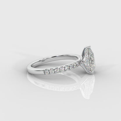 Vivienne Diamond Ring with Hidden Halo and Pavé Band - Pear