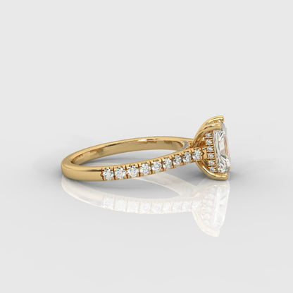 Audrey Hidden Halo Ring with Pavé Bridge and Band - Radiant