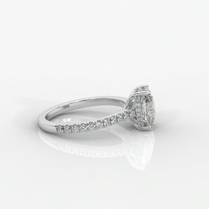 Vivienne Diamond Ring with Hidden Halo and Pavé Band - Cushion
