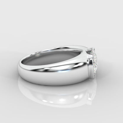 Iris Half Bezel Diamond Ring - Cushion